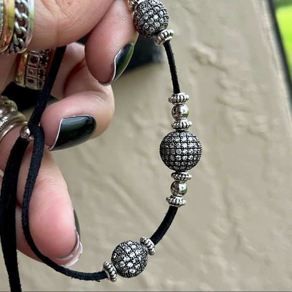 Dainty cz choker Boho chic cubic zirconia 3 disco ball boho rock trendy necklace - Picture 4 of 12